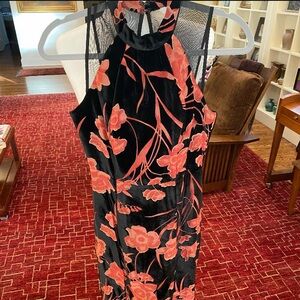BCBGeneration Velvet Black and Rust Floral Evening Gown.  Worn once.